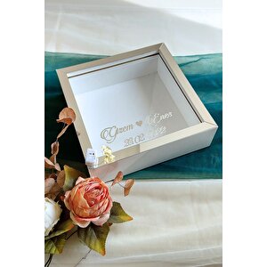25x25 Cm Beyaz-gümüş Ledli Derin Anı Çerçevesi-6 Cm Derinlikli Anı Çerçevesi Gül Kutusu