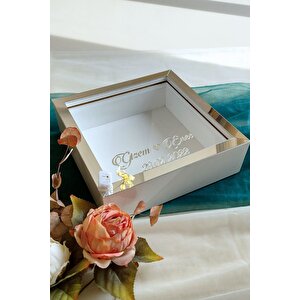 25x25 Cm Beyaz-gümüş Ledli Derin Anı Çerçevesi-6 Cm Derinlikli Anı Çerçevesi Gül Kutusu