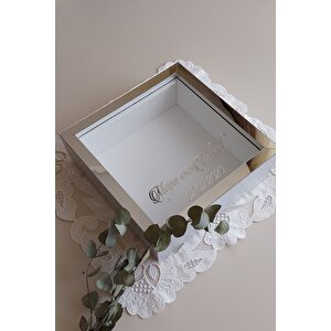 25x25 Cm Gümüş Derin Anı Çerçevesi-6 Cm Derinlikli Anı Çerçevesi Gül Kutusu