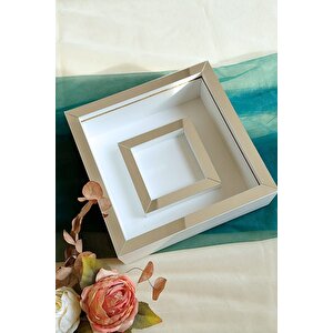 25x25 Cm Fotoğraf Bölümlü Beyaz-gümüş Verda Anı Çerçevesi-6 Cm Derinlikli Anı Çerçevesi