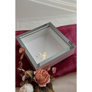 25x25 Cm Beyaz-füme Ledli Isimsiz Derin Gül Çerçevesi! Gül Kutusu! Hkmticaret