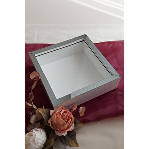 25x25 Cm Beyaz-füme Derin Anı Çerçevesi-6 Cm Derinlikli Anı Çerçevesi Gül Kutusu! Hkm Ticaret