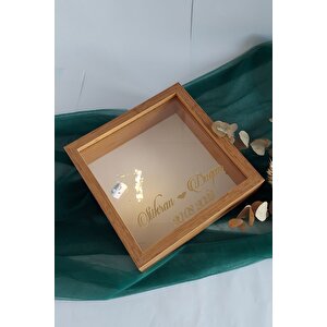 25x25 Cm Bambu Ledli Derin Anı Çerçevesi-6 Cm Derinlikli Anı Çerçevesi Gül Kutusu