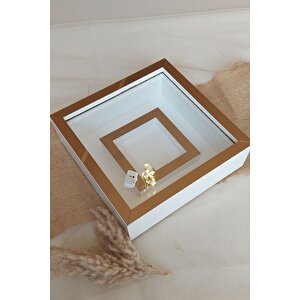 25x25 Ledli Beyaz-bronz Fotoğraf Bölümlü Çerçeve Gül Tasarımlarınız Için