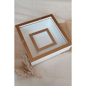25x25 Ledli Beyaz-bronz Fotoğraf Bölümlü Çerçeve Gül Tasarımlarınız Için