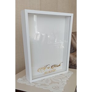 40x50 Cm Beyaz Gül Anı Çerçevesi! Ledsiz Derin Çerçeve! Gül Anı Çerçevesi-gelin Buketleri Için