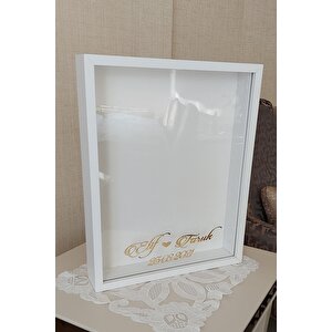 40x50 Cm Beyaz Gül Anı Çerçevesi! Ledsiz Derin Çerçeve! Gül Anı Çerçevesi-gelin Buketleri Için