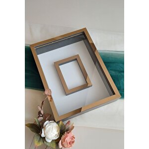 30x40 Cm Siyah-bronz Fotoğraf Bölümlü Gül Saklama Anı Çerçevesi-6 Cm Anı Çerçevesi Gül Kutusu