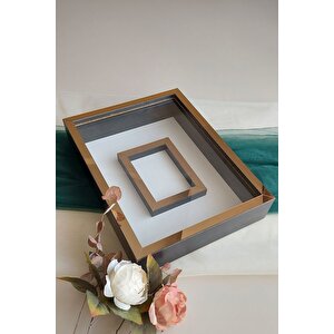 30x40 Cm Siyah-bronz Fotoğraf Bölümlü Gül Saklama Anı Çerçevesi-6 Cm Anı Çerçevesi Gül Kutusu
