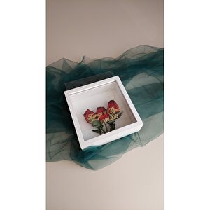 25x25 Cm Verda Anı Çerçevesi-7 Cm Derinlikli Anı Çerçevesi Gül Kutusu! Beyaz