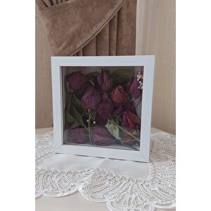 20x20x5 Cm Anı Çerçevesi! Yeni Moda Çiçek Anı Çerçevesi! Beyaz