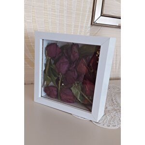 20x20x5 Cm Anı Çerçevesi! Yeni Moda Çiçek Anı Çerçevesi! Beyaz