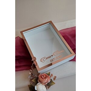 30x40 Cm 7 Cm Derin Beyaz-rose Gül Anı Çerçevesi! Gül Kutusu-hkm Ticaret