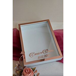30x40 Cm 7 Cm Derin Beyaz-rose Gül Anı Çerçevesi! Gül Kutusu-hkm Ticaret