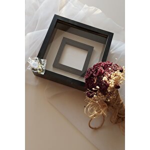 25x25 Siyah Ledli Fotoğraf Bölümlü Çerçeve Gül Tasarımlarınız Için