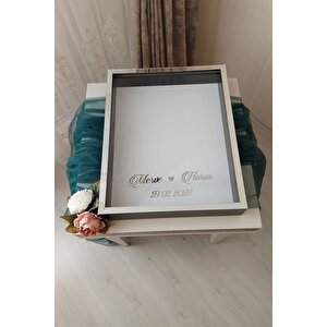 40x50 Cm Siyah-gümüş Derin Ledsiz Gül Anı Çerçevesi! Gül Kutusu