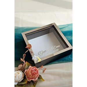 25x25 Cm Siyah-gümüş Ledli Derin Anı Çerçevesi-6 Cm Derinlikli Anı Çerçevesi Gül Kutusu