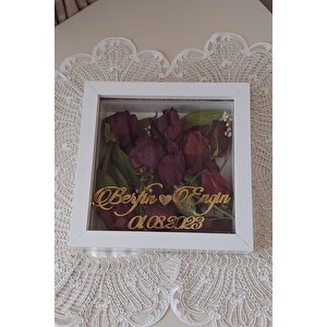 20x20x5 Cm İsimli Anı Çerçevesi! Yeni Moda Çiçek Anı Çerçevesi! Beyaz
