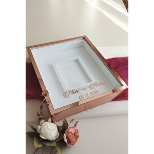 40x50 Cm Rosegold Yeni Trend 8 Cm Derinliğinde Fotoğraf Bölümlü Ledsiz Çerçeve! Gül Kutusu