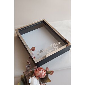 30x40 Cm 7 Cm Derin Siyah-gümüş Gül Anı Çerçevesi! Gül Kutusu-hkm Ticaret