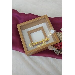 Ledli 25x25 Cm Fotoğraf Bölümlü Bambu Verda Anı Çerçevesi