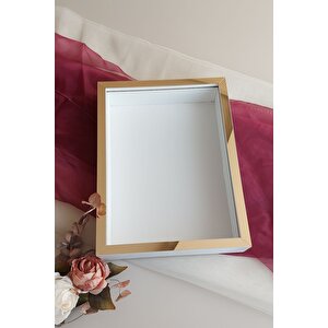30x40 Cm Derin Beyaz-gold Özel Gün Çiçekleri Için Anı Çerçevesi! Gül Çerçeve Kutusu!