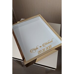 40x50 Cm Gold Kaplı Gül Anı Çerçevesi! Derin Ledsiz Çerçeve! Gül Anı Çerçevesi-gelin Buketleri Için