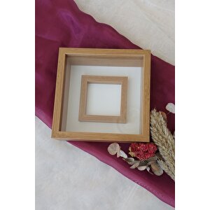 25x25 Cm Fotoğraf Bölümlü Bambu Anı Çerçevesi-6 Cm Derinlikli Anı Çerçevesi