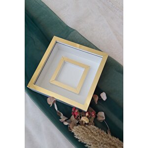 25x25 Cm Fotoğraf Bölümlü Yarı Gold Kaplı Verda Anı Çerçevesi-6 Cm Derinlikli Anı Çerçevesi