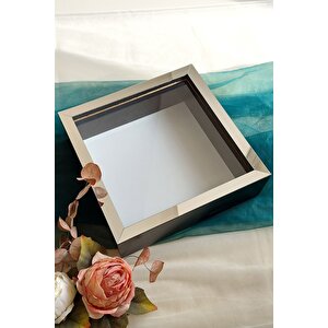 25x25 Cm Siyah-gümüş Derin Anı Çerçevesi-6 Cm Derinlikli Anı Çerçevesi Gül Kutusu! Hkm Ticaret