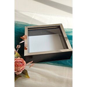 25x25 Cm Siyah-gümüş Derin Anı Çerçevesi-6 Cm Derinlikli Anı Çerçevesi Gül Kutusu! Hkm Ticaret