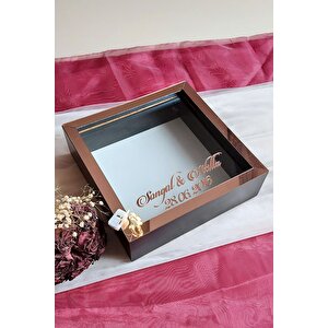 25x25 Cm Siyah-rose Ledli Derin Anı Çerçevesi-6 Cm Derinlikli Anı Çerçevesi Gül Kutusu