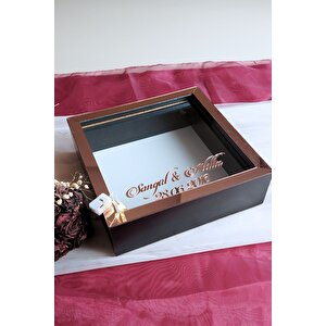 25x25 Cm Siyah-rose Ledli Derin Anı Çerçevesi-6 Cm Derinlikli Anı Çerçevesi Gül Kutusu