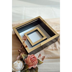 25x25 Cm Fotoğraf Bölümlü Siyah-bronz Pleksi Kaplı Verda Anı Çerçevesi-6 Cm Derinlikli Anı Çerçevesi