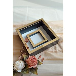 25x25 Cm Fotoğraf Bölümlü Siyah-bronz Pleksi Kaplı Verda Anı Çerçevesi-6 Cm Derinlikli Anı Çerçevesi