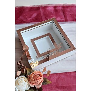 25x25 Cm Beyaz-rose Fotoğraf Bölümlü Ledli Isimli Anı Çerçevesi! Yeni Trend Anı Çerçevesi