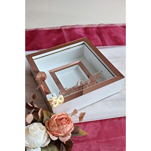 25x25 Cm Beyaz-rose Fotoğraf Bölümlü Ledli Isimli Anı Çerçevesi! Yeni Trend Anı Çerçevesi