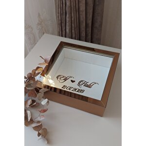 25x25 Cm Bronz Ledli Derin Anı Çerçevesi-6 Cm Derinlikli Anı Çerçevesi Gül Kutusu. Isimli Tarihli! Bronz