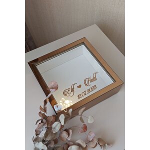 25x25 Cm Bronz Ledli Derin Anı Çerçevesi-6 Cm Derinlikli Anı Çerçevesi Gül Kutusu. Isimli Tarihli! Bronz