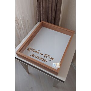 40x50 Cm Bambu Ledli Derin Anı Çerçevesi-gül Kutusu-dekoratif Hatıra Çerçevesi-beyaz Zemin!