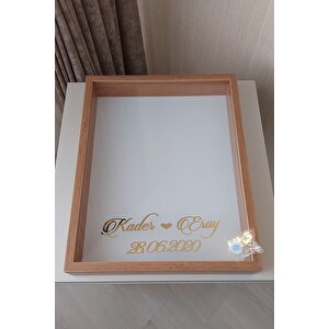 40x50 Cm Bambu Ledli Derin Anı Çerçevesi-gül Kutusu-dekoratif Hatıra Çerçevesi-beyaz Zemin!
