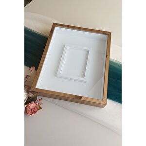 40x50 Cm Bronz Gül Anı Çerçevesi! Fotoğraf Bölümlü Ledsiz Çerçeve! Gül Anı Çerçevesi