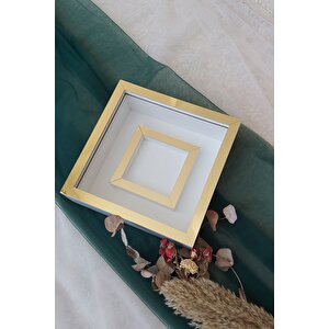 25x25 Cm Fotoğraf Bölümlü Beyaz Yarı Gold Kaplı Verda Anı Çerçevesi-6 Cm Derinlikli Anı Çerçevesi
