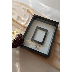 30x40 Cm Ledli Siyah Fotoğraf Bölümlü Tasarım Gül Kutusu Anı Çerçevesi! Ayna Çerçeve!