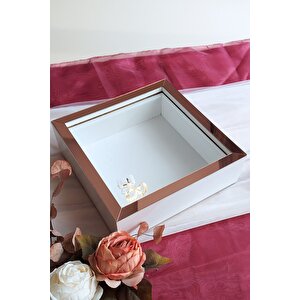 25x25 Cm Ledli Beyaz-rose Isimsiz Derin Gül Çerçevesi! Gül Kutusu! Hkmticaret