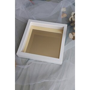 25x25 Cm Verda Anı Gold Zemin Çerçevesi-6 Cm Derinlikli Anı Çerçevesi Gül Kutusu