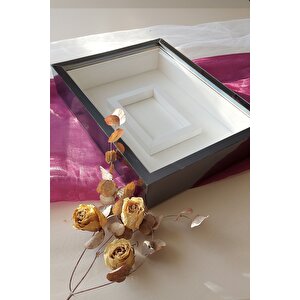 30x40 Cm Ledli Füme Pleksi Kaplı Fotoğraf Bölümlü Tasarım Gül Kutusu Anı Çerçevesi! Isimsiz