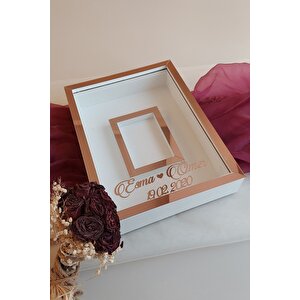 30x40 Cm Beyaz-rosegold Gül Anı Çerçevesi! Fotoğraf Çerçevesi! Gül Anı Çerçevesi-hkm Ticaret