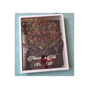 40x50 Cm Beyaz Gül Anı Çerçevesi! Derin Çerçevesi! Ledsiz Gül Anı Çerçevesi-gelin Buketleri Için