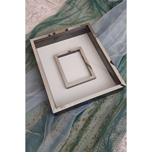 40x50 Cm Siyah-gümüş Gül Anı Çerçevesi! Fotoğraf Bölümlü Çerçeve! Ledsiz Gül Anı Çerçevesi